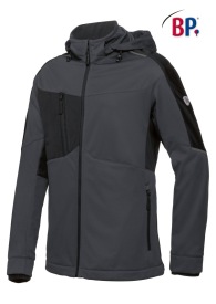 Softshell BP 1830 stretch met kap Kleur antraciet/zwart