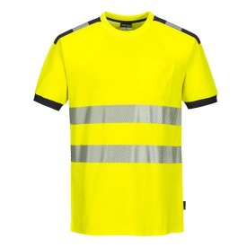 T-Shirt Hi-Vis Vision Kleur FLUOGEEL/CEMENTGRIJS