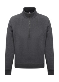 1/4 Zip Neck Raglansweat Kleur DARK HEATHER GREY