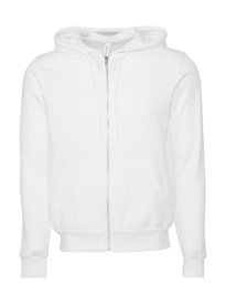 Unisex Poly-Cotton Full Zip Hoodie Kleur DTG WHITE