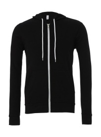 Unisex Poly-Cotton Full Zip Hoodie Kleur BLACK