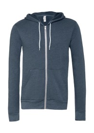 Unisex Poly-Cotton Full Zip Hoodie Kleur HEATHER NAVY