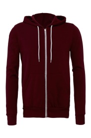 Unisex Poly-Cotton Full Zip Hoodie Kleur MAROON