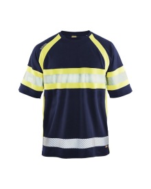 UV-T-shirt High Vis Kleur MARINE/HIGH VIS GEEL