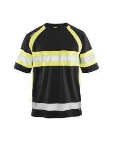 UV-T-shirt High Vis Kleur ZWART/HIGH VIS GEEL