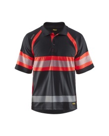 UV-Poloshirt High Vis Klasse 1 Kleur Zwart/High Vis Rood