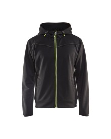 Hoodie met rits 3363 Kleur ZWART/HIGH VIS GEEL