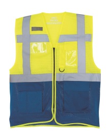 Hi-Vis Open Mesh Executive Waistcoat Kleur FLUOGEEL/KORENBLAUW