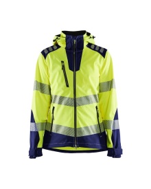 Dames Softshell jack High Vis Kleur High Vis Geel/Marineblauw