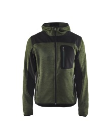 Gebreid vest met softshell blaklader