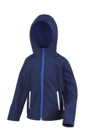 Kids TX Performance Hooded Softshell Jacket Kleur MARINEBLAUW/KORENBLAUW