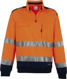 Sweater High-Vis VISION Kleur ORANGE FLUO/NAVY BLUE