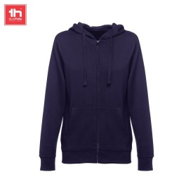 Dames sweater met capuchon en rits amsterdam women Kleur marine blauw melange
