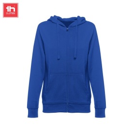 Dames sweater met capuchon en rits amsterdam women Kleur konings blauw