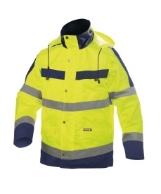Atlantis Hoge zichtbaarheidsparka 200GR Kleur FLUOGEEL/MARINEBLAUW