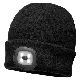 Beanie USB Rechargeable LED Head Light Kleur BLACK
