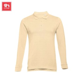 Heren poloshirt met lange mouwen bern Kleur zand