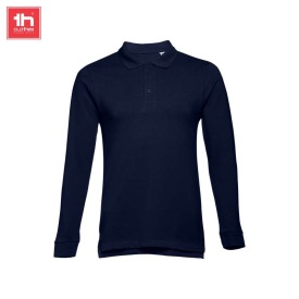 Heren poloshirt met lange mouwen bern Kleur eclipse blauw