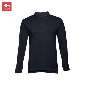 Heren poloshirt met lange mouwen bern Kleur marine blauw
