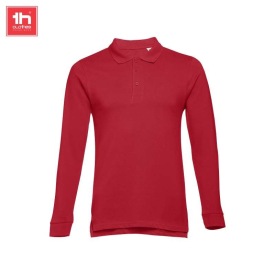 Heren poloshirt met lange mouwen bern Kleur BURGUNDY