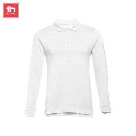 Heren poloshirt met lange mouwen bern Kleur WIT