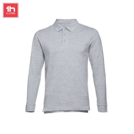 Heren poloshirt met lange mouwen bern Kleur grijs melange