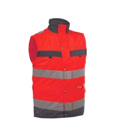 Bilbao Hoge zichtbaarheidsbodywarmer Kleur FLUOROOD/CEMENTGRIJS