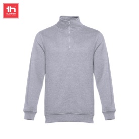 Unisex sweater with 1/4 rits budapest Kleur grijs melange