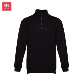 Unisex sweater with 1/4 rits budapest Kleur ZWART