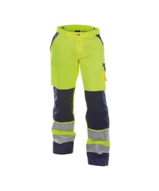 Buffalo 300 gr signalistie werkbroek met kniezak   Kleur FLUOGEEL/MARINEBLAUW