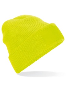 Muts gebreid met patch Kleur FLUORESCENT YELLOW
