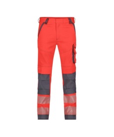 Aruba  Stretch hoge zichtbaarheidsbroek met knie Kleur FLUOROOD/CEMENTGRIJS