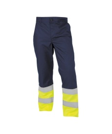 Corona Hoge zichtbaarheidswerkbroek Kleur_basic line geel-marine