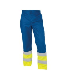 Corona Hoge zichtbaarheidswerkbroek Kleur_basic line geel-korenblauw