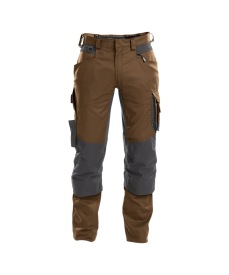 Dynax 245gr Werkbroek met stretch en kniezakken Kleur LEEMBRUIN/ANTRACIETGRIJS