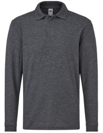 Long Sleeve 65/35 kids polo Kleur_W Dark Heather Grey