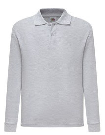 Long Sleeve 65/35 kids polo Kleur_W Heather Grey