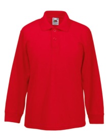 Long Sleeve 65/35 kids polo Kleur_W Red