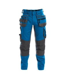 Flux 245gr Holsterzakkenbroek stretch+ kniezakken Kleur AZUURBLAUW/ANTRACIETGRIJS