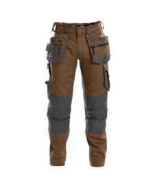 Flux 245gr Holsterzakkenbroek stretch+ kniezakken Kleur LEEMBRUIN/ANTRACIETGRIJS