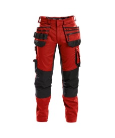 Flux 245gr Holsterzakkenbroek stretch+ kniezakken Kleur ROOD/ZWART