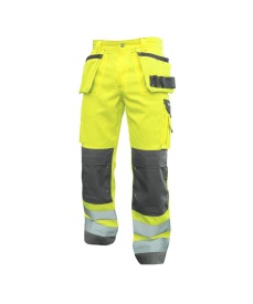 Glasgow Hoge zichtbaarheidsholsterzakkenkbroek met Kleur FLUOGEEL/CEMENTGRIJS