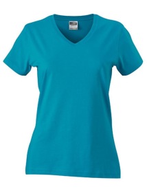 Ladies? Slim Fit V-T Kleur CARIBBEAN BLUE