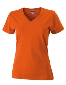 Ladies? Slim Fit V-T Kleur DARK ORANGE