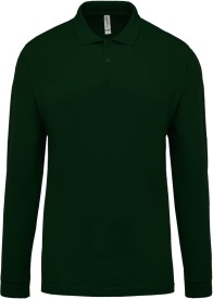 Men's long-sleeved piqué polo shirt Kleur FOREST GREEN