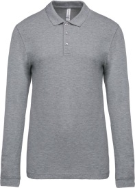 Men's long-sleeved piqué polo shirt Kleur OXFORD GREY