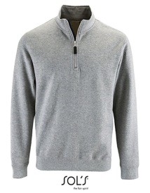 Sweater Zip High Collar Stan Kleur GREY MELANGE