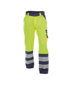 Lancaster 290 gr Hoge zichtbaarheidswerkbroek      Kleur FLUOGEEL/MARINEBLAUW