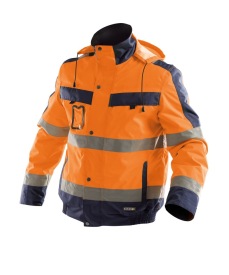 Lima Hoge zichtbaarheidswinterjas Kleur FLUO-ORANJE/MARINEBLAUW