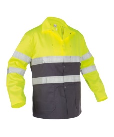 Lins Hoge zichtbaarheidswerkvest Kleur_basic line geel-grijs